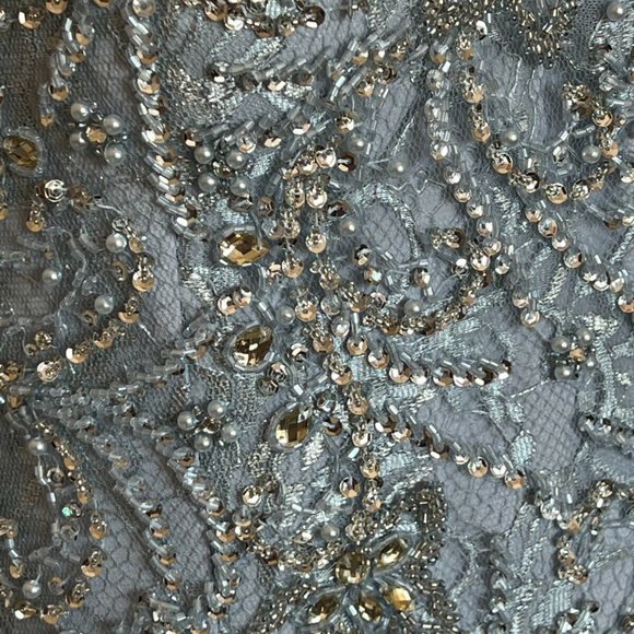 MAC DUGGAL LACE BEADED W/BOLERO JACKET PALE BLUE GOWN sz 10 - Picture 10 of 10